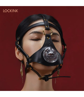 Маска на голову от LOCKINK Blowjob Head Harness Muzzle for Puppy Play для минета, черная - No Taboo