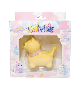 Стимулятор клитора с язычком UNIVIBE в виде котика, желтый, 6,5 см - No Taboo