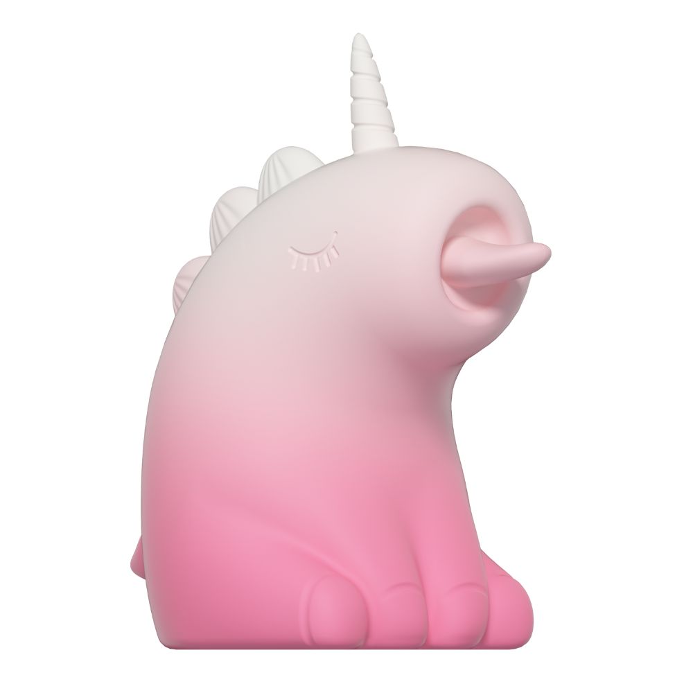 Стимулятор клитора UNIVIBE Единорог с длинным вращающимся язычком, градиент бело-розовый, 7,5 см (341449), zoom