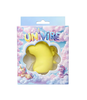 Стимулятор клитора с пульсацией UNIVIBE Единорог желтый, 7.5 см - No Taboo