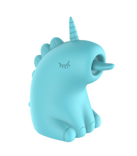 Стимулятор клитора UNIVIBE Единорог с длинным вращающимся язычком, голубой, 7,5 см - No Taboo