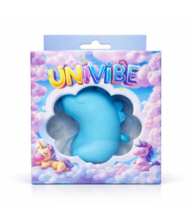 Стимулятор клитора UNIVIBE Единорог с длинным вращающимся язычком, голубой, 7,5 см - No Taboo