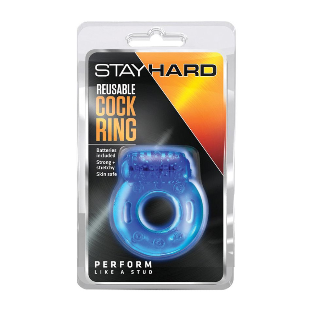 Кольцо для пениса Stay Hard Blue от Blush Novelties с вибрацией, синее (33404), zoom