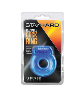 Кольцо для пениса Stay Hard Blue от Blush Novelties с вибрацией, синее - No Taboo