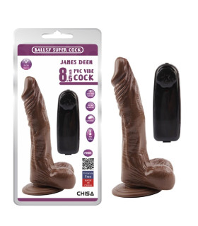 Вибратор реалистичный Chisa JAMES DEEN 8.5 на присоске, с пультом, коричневый, 22 х 3.6 см - No Taboo