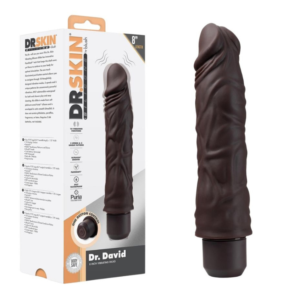 Вибратор реалистичный Blush Dr. Skin коричневый, 21.5 х 5 см (335405), zoom