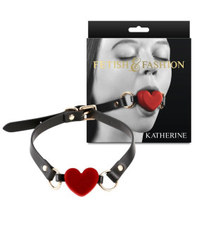 Кляп у вигляді серця NS Novelties Katherine на регульованому ремінці, червоно-чорний, 55 х 4 см - No Taboo