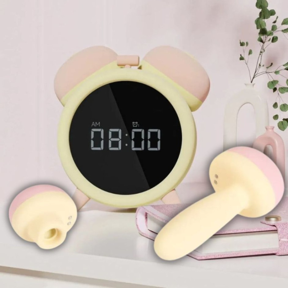 Вибратор-будильник BeYourLover Adult Clock с вакуумной стимуляцией, с приложением, желто-розовый, 8 х 6 см (337878), zoom