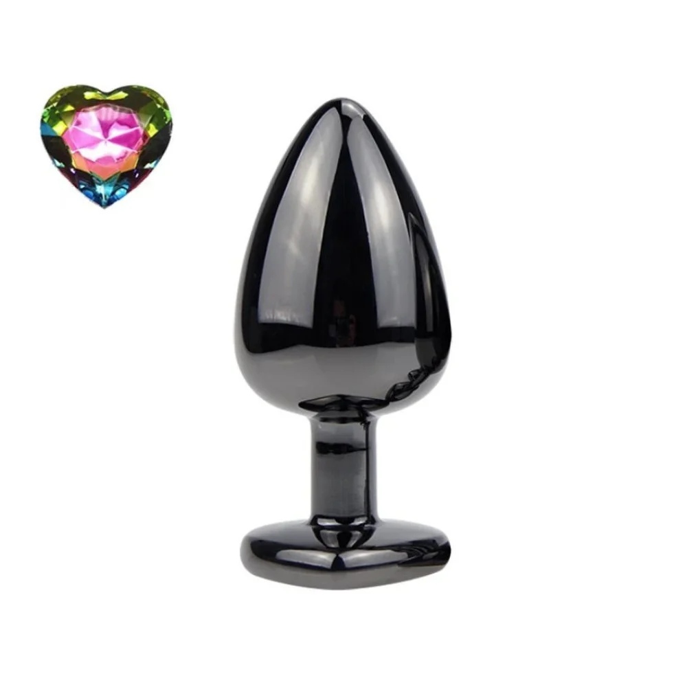 Анальна пробка NO TABOO, М, 86 г, металева, зі стопером у формі серця, чорна, 8 х 3 см (334868), zoom