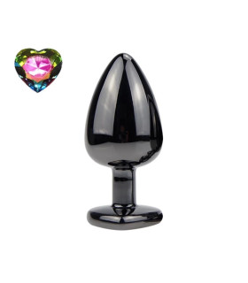 Анальная пробка NO TABOO, S, 54 г, металлическая, со стоппером в форме сердца, черная, 7 х 2.7 см - No Taboo