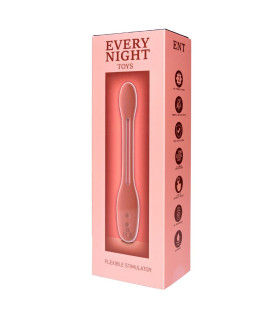 Гибкий вибратор для пар Every Night Flexible с двумя моторчиками, красный - No Taboo