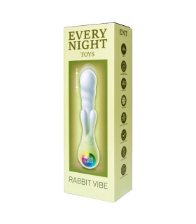 Вибратор-кролик со светодиодом Every Night Rabbit Vibe для точки G, зеленый, 19.3 х 4.8 см - No Taboo