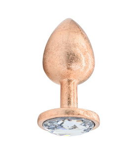 Анальная пробка NO TABOO, S, 55 г, алюминиевая, золотистая с прозрачным камнем, 7 х 3 см - No Taboo