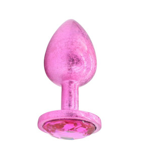 Анальная пробка NO TABOO, S, 52 г, алюминиевая, розовая с розовым камнем, 7 х 3 см - No Taboo