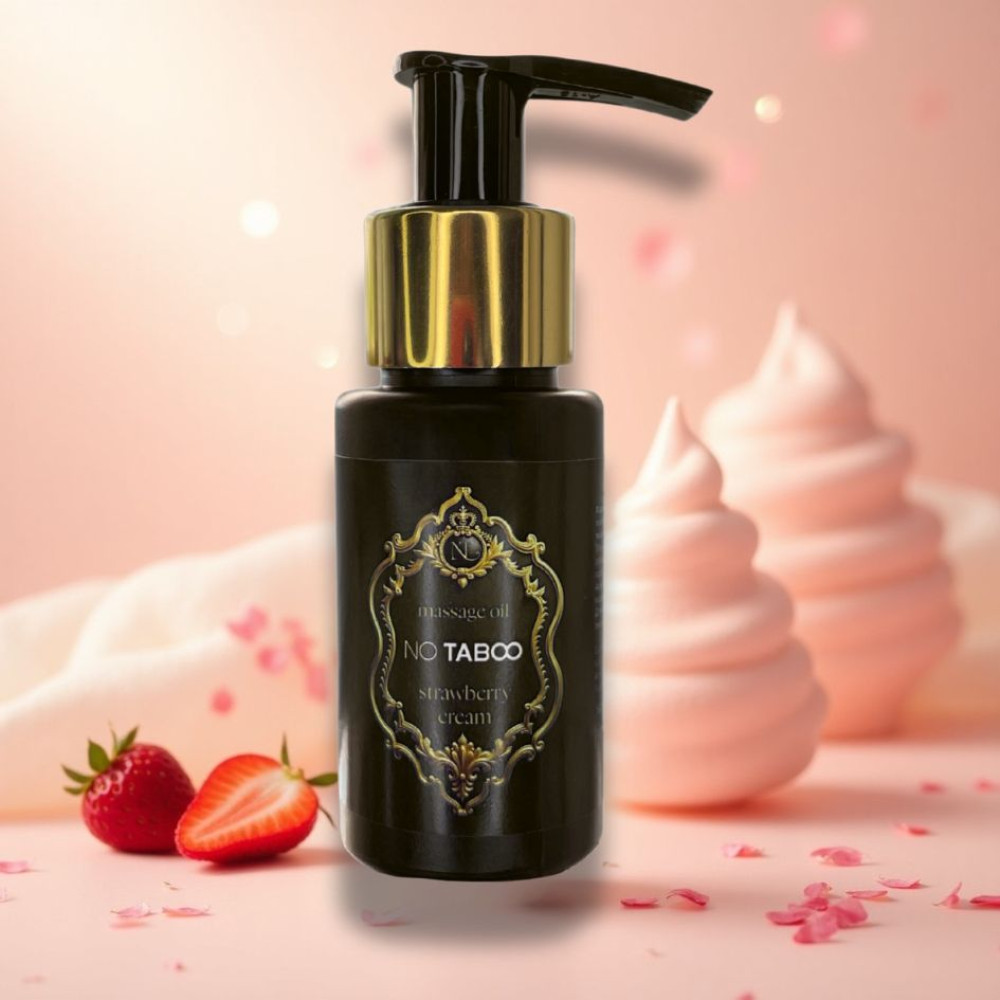 Массажное масло NO TABOO Strawberry Cream с ароматом сливок и клубники, 50 мл (336247), zoom