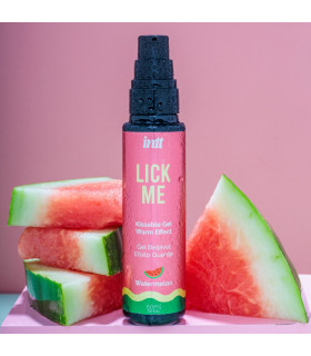 Съедобный лубрикант с эффектом тепла INTT Lick Me Watermelon со вкусом кавуна, 50 мл - No Taboo