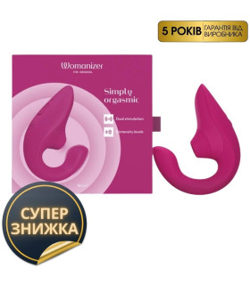 Вібратор-стимулятор подвійний Womanizer Blend Vibrant Pink для точки G і клітора, вакуум і вібрація, рожевий - No Taboo
