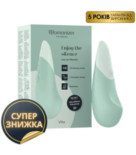 Вибратор бесшумный Womanizer Vibe Sage для клитора, зеленый, 14.5 см х 4.3 см - No Taboo