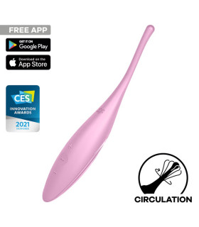 Вибратор для клитора Satisfyer Twirling Joy с приложением, розовый, 18 х 3 см - No Taboo
