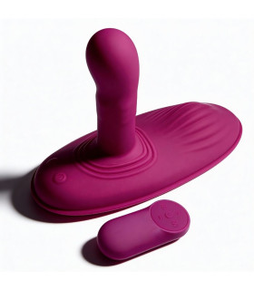 Вібратор на стілець з римінгом Passion Play з пультом, бордовий, 13.9 см - No Taboo