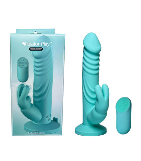 Вібратор-кролик з пультом Passion Play на присосці, бірюзовий, 21.6 см - No Taboo