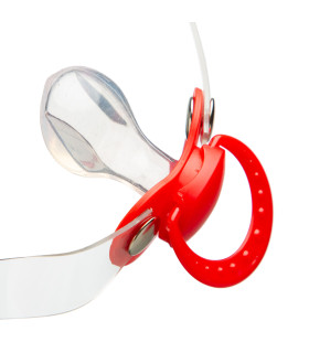 Кляп у вигляді соски IDEA SM з прозорим ремінцем, червоний - No Taboo
