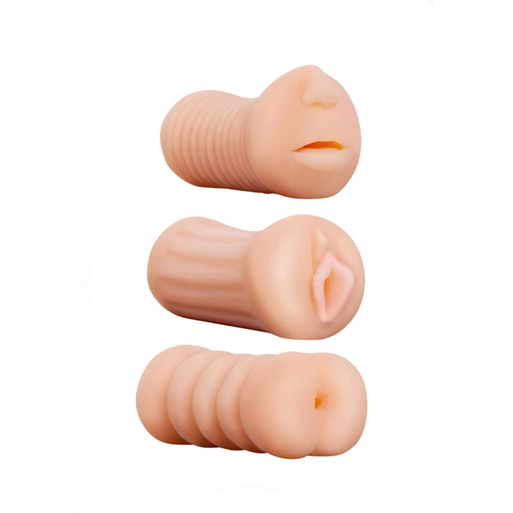 Набор мастурбаторов Dream Toys Realstuff вагина, анус, рот, бежевые, 3 шт (39333), zoom