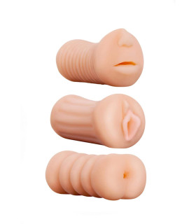 Набор мастурбаторов Dream Toys Realstuff вагина, анус, рот, бежевые, 3 шт - No Taboo