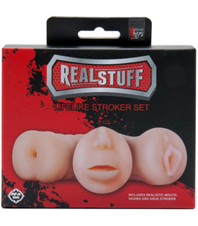 Набор мастурбаторов Dream Toys Realstuff вагина, анус, рот, бежевые, 3 шт - No Taboo