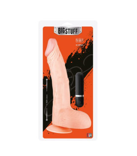 Вибратор гигант Dream Toys BigStuff с пультом, бежевый, 28 х 5.5 см - No Taboo