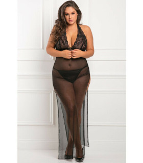 Сукня мереживна Rene Rofe, зі стрінгами, чорна, XL / XXL - No Taboo