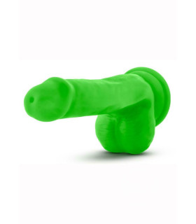 Фалоімітатор з мошонкою на присосці, неоново-зелений, 15.2 см х 2.5 см - No Taboo