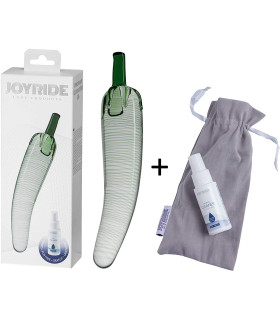 Фаллоимитатор стеклянный, прозрачный с зеленым, 22 см х 4 см - No Taboo