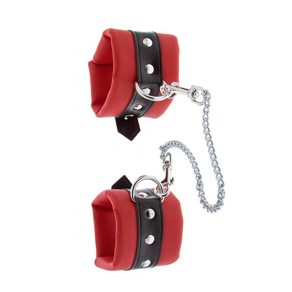Наручники экокожа красно-черные GP LUXURIOUS HANDCUFFS WITH CHAINS, 33 см (40798), zoom