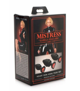 Анальная пробка силикон черного цвета с красным камнем L Isabella Sinclaire Heart Butt plug - No Taboo