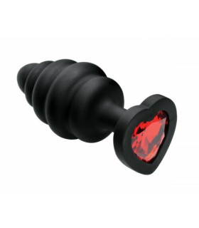 Анальная пробка силикон черного цвета с красным камнем L Isabella Sinclaire Heart Butt plug - No Taboo