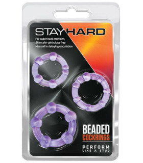 Набор эрекционных колец Blush Stay Hard разных размеров, фиолетовые, 3 шт - No Taboo