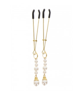 Зажимы на соски Taboom Tweezers With Pearls Gold 12 см - No Taboo