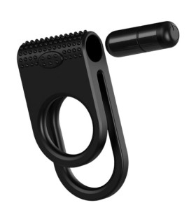 Эрекционное кольцо с вибрацией Twins Black от Boss Series, чёрного цвета - No Taboo