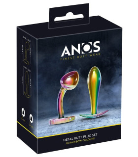 Набор Анальных пробок Anos Metal Butt Plug Set Rainb 2 шт. - No Taboo