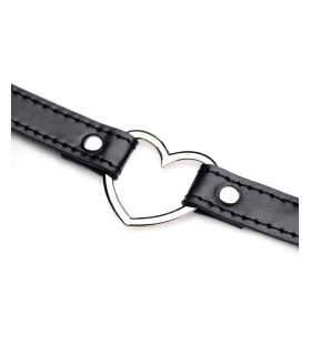 Чокер с сердцем Master Series Dark Heart, черный, 44 см х 1,5 см - No Taboo