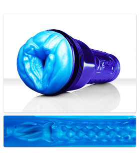 Мастурбатор вагіна з кібершкіри в колбі Fleshlight Freaks Alien Blue Metallic, синій, 24.8 см - No Taboo