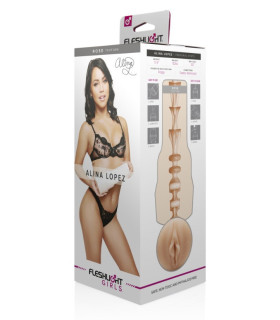 Мастурбатор вагина из киберкожи в колбе Fleshlight Girls Alina Lopez Rose, бежевый, 24.8 см - No Taboo