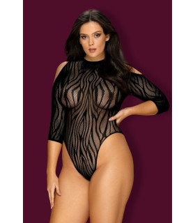 Боди-сетка с открытой спиной и плечами Obsessive B130, черное, XL/XXL - No Taboo