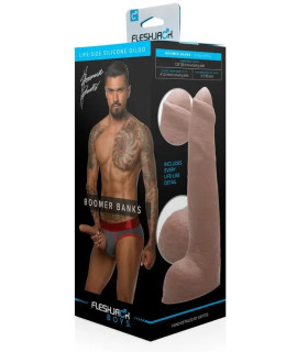 Фаллоимитатор реалистичный с мошонкой Boomer Banks, гигантский, бежевый, 22.8 х 5.2 - No Taboo