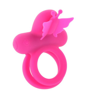 Ерекційне кільце подвійне з вібрацією CalExotics Butterfly Dual Ring, рожеве, 9.5 х 7 см - No Taboo