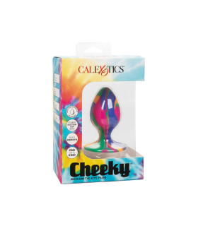 Анальная пробка силиконовая CalExotics Cheeky Medium Tie-Dye Plug, разноцветная, 7.5 х 3.2 см - No Taboo