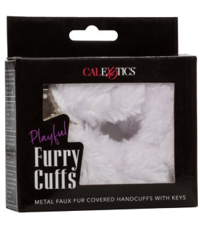 Наручники металлические с пушком CalExotics Playful Furry Cuffs, белые - No Taboo