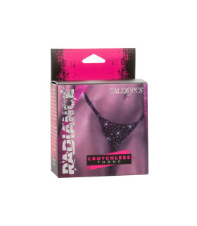 Трусы с вырезом со стразами CalExotics Crotchless Thong, черные, O/S - No Taboo