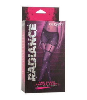 Чулки с поясом сетчатые со стразами Calexotics Garter Skirt Thigh Highs, черные, O/S - No Taboo